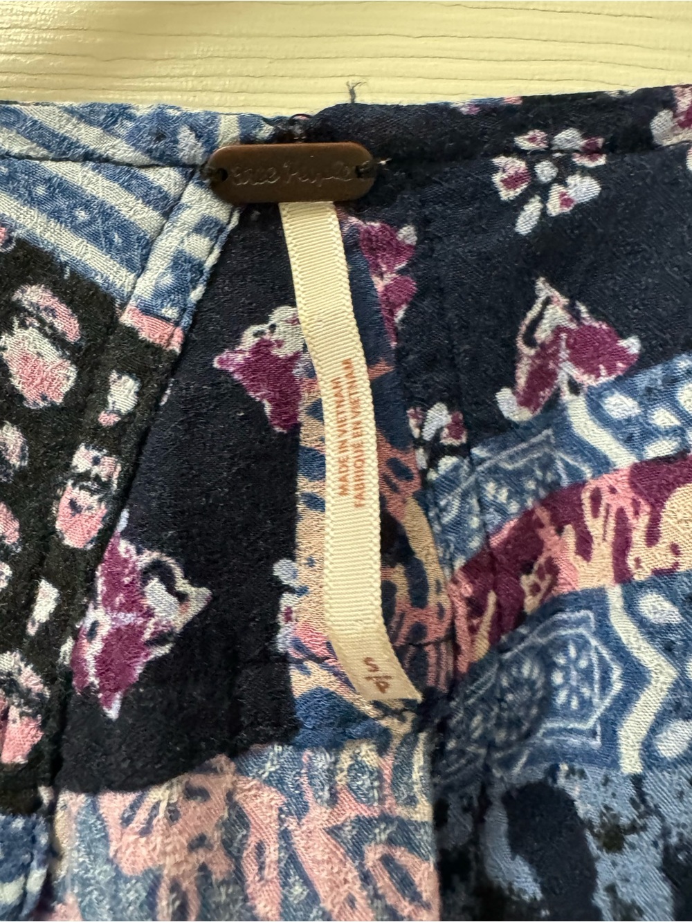 Free People Blue Patterned Deep V Ruffle Cami - Picture 3 of 8